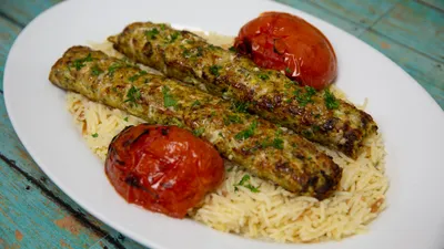 Traditional Armenian-style chicken lule kabob with herbs and spices at Yanni's Gyros